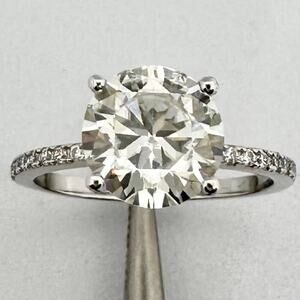 Moissanite Diamond Engagement Ring 2 Ct Brilliant 18K GRA Certified Size 7